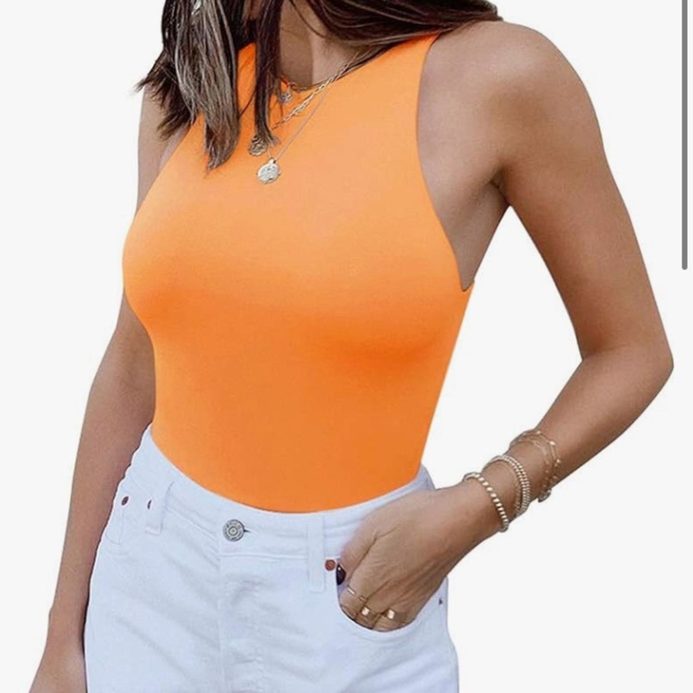 Amazon Orange High Neck Bodysuit